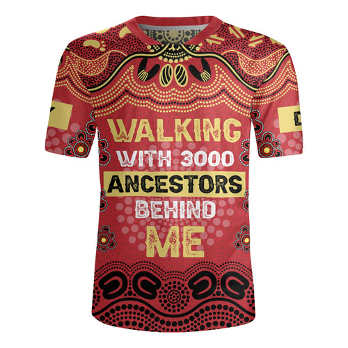 Australia Aboriginal Rugby Jersey - Walking with 3000 Ancestors Behind Me Red and Gold Patterns Rugby Jersey