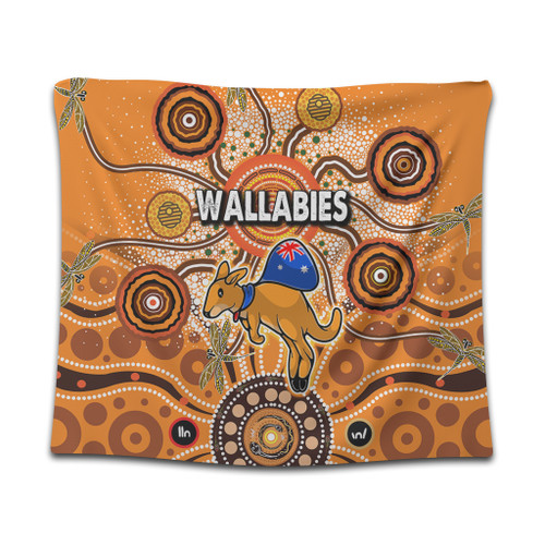 Australia Aboriginal Custom Tapestry - Dragonfly Flies Into Beehive And Snake Circle Tapestry
