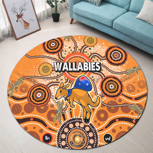 Australia Aboriginal Custom Round Rug - Dragonfly Flies Into Beehive And Snake Circle Round Rug