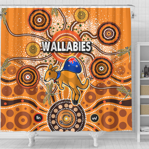 Australia Aboriginal Custom Shower Curtain - Dragonfly Flies Into Beehive And Snake Circle Shower Curtain