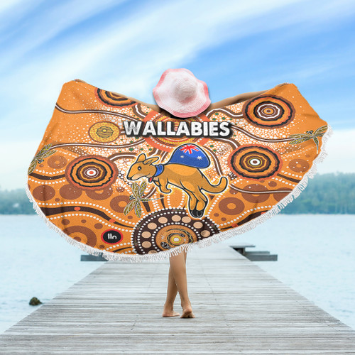 Australia Aboriginal Custom Beach Blanket - Dragonfly Flies Into Beehive And Snake Circle Beach Blanket