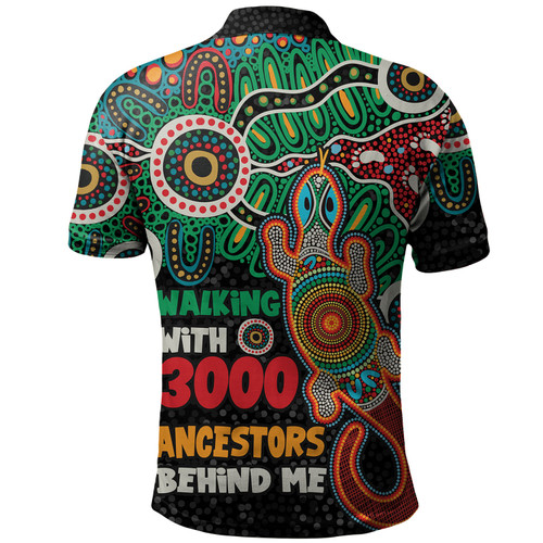 Australia Aboriginal Polo Shirt - Walking with 3000 Ancestors Behind Me With Goanna Polo Shirt Australia Aboriginal Polo Shirt - Walking with 3000 Ancestors Behind Me With Goanna Polo Shirt