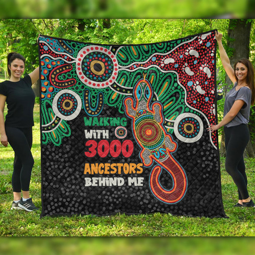Australia Aboriginal Quilt - Walking with 3000 Ancestors Behind Me With Goanna Quilt Australia Aboriginal Quilt - Walking with 3000 Ancestors Behind Me With Goanna Quilt