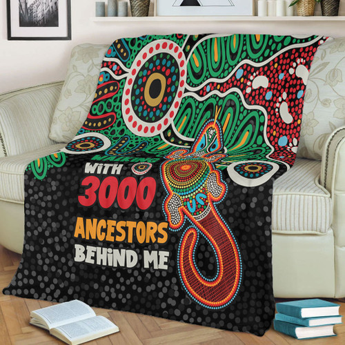 Australia Aboriginal Blanket - Walking with 3000 Ancestors Behind Me With Goanna Blanket Australia Aboriginal Blanket - Walking with 3000 Ancestors Behind Me With Goanna Blanket