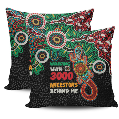 Australia Aboriginal Pillow Covers - Walking with 3000 Ancestors Behind Me With Goanna Pillow Covers