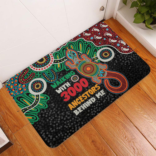 Australia Aboriginal Door Mat - Walking with 3000 Ancestors Behind Me With Goanna Door Mat Australia Aboriginal Door Mat - Walking with 3000 Ancestors Behind Me With Goanna Door Mat