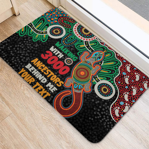 Australia Aboriginal Door Mat - Walking with 3000 Ancestors Behind Me With Goanna Door Mat Australia Aboriginal Door Mat - Walking with 3000 Ancestors Behind Me With Goanna Door Mat