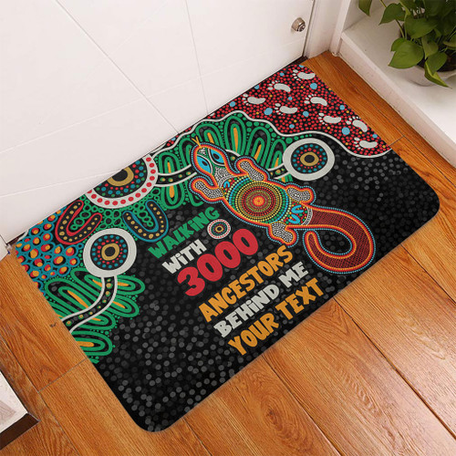 Australia Aboriginal Door Mat - Walking with 3000 Ancestors Behind Me With Goanna Door Mat Australia Aboriginal Door Mat - Walking with 3000 Ancestors Behind Me With Goanna Door Mat