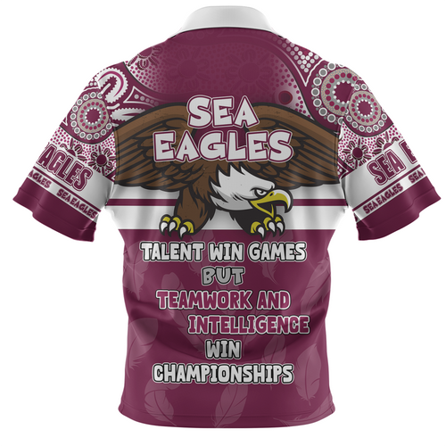 Manly Warringah Sea Eagles Hawaiian Shirt - Custom Talent Win Games But Teamwork And Intelligence Win Championships With Aboriginal Style