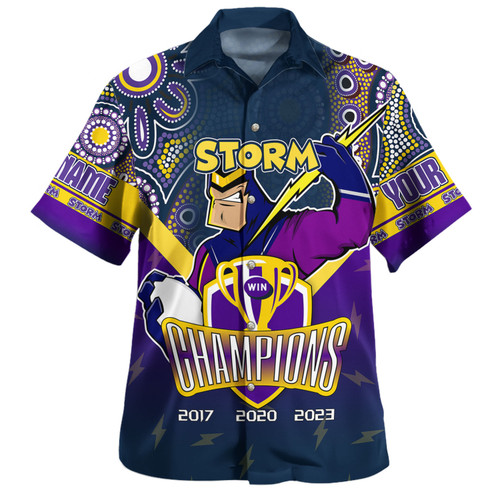 Melbourne Storm Hawaiian Shirt - Custom Talent Win Games But Teamwork And Intelligence Win Championships With Aboriginal Style