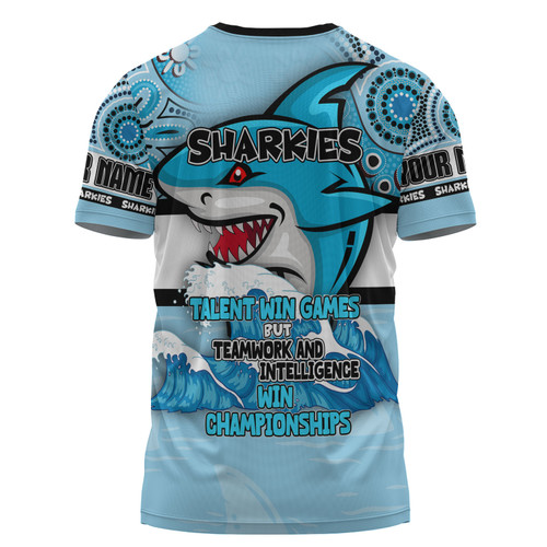 Cronulla-Sutherland Sharks T-Shirt - Custom Talent Win Games But Teamwork And Intelligence Win Championships With Aboriginal Style Cronulla-Sutherland Sharks T-Shirt - Custom Talent Win Games But Teamwork And Intelligence Win Championships With Aboriginal Style