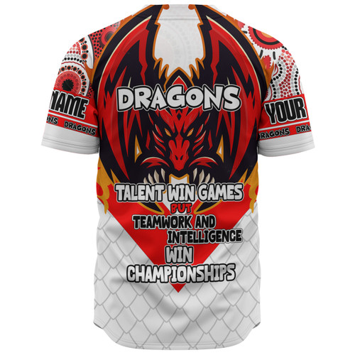 St. George Illawarra Dragons Baseball Shirt - Custom Talent Win Games But Teamwork And Intelligence Win Championships With Aboriginal Style St. George Illawarra Dragons Baseball Shirt - Custom Talent Win Games But Teamwork And Intelligence Win Championships With Aboriginal Style