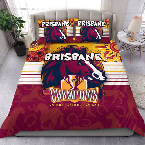 Brisbane Broncos Bedding Set Talent Win Games But Teamwork And Intelligence Win Championships With Aboriginal Style