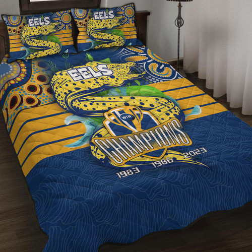 Parramatta Eels Quilt Bed Set Talent Win Games But Teamwork And Intelligence Win Championships With Aboriginal Style