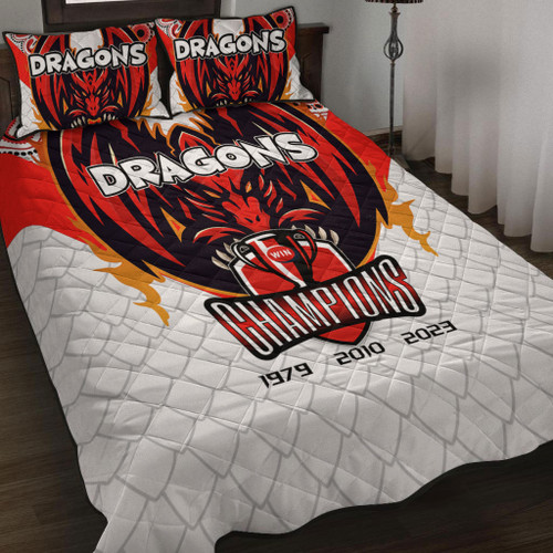 St. George Illawarra Dragons Quilt Bed Set Talent Win Games But Teamwork And Intelligence Win Championships With Aboriginal Style