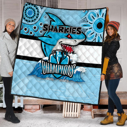 Cronulla-Sutherland Sharks Premium Quilt Talent Win Games But Teamwork And Intelligence Win Championships With Aboriginal Style