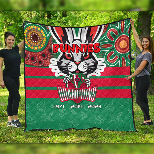 South Sydney Rabbitohs Premium Quilt Talent Win Games But Teamwork And Intelligence Win Championships With Aboriginal Style South Sydney Rabbitohs Premium Quilt Talent Win Games But Teamwork And Intelligence Win Championships With Aboriginal Style