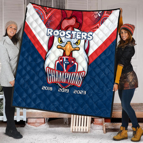 Sydney Roosters Premium Quilt Talent Win Games But Teamwork And Intelligence Win Championships With Aboriginal Style