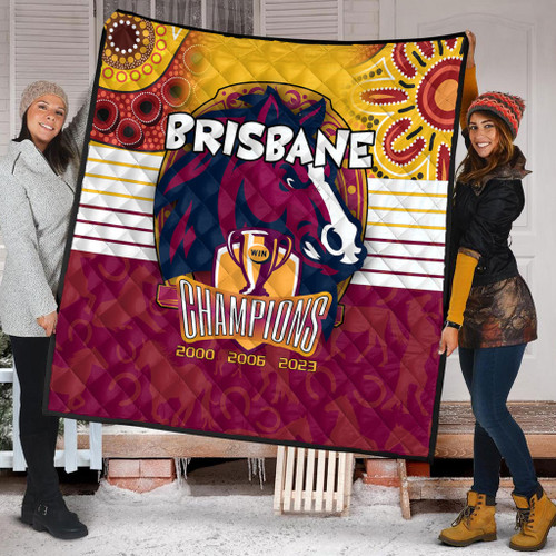 Brisbane Broncos Premium Quilt Talent Win Games But Teamwork And Intelligence Win Championships With Aboriginal Style