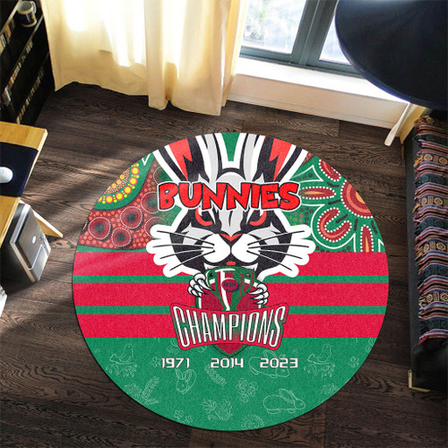 South Sydney Rabbitohs Round Rug Talent Win Games But Teamwork And Intelligence Win Championships With Aboriginal Style South Sydney Rabbitohs Round Rug Talent Win Games But Teamwork And Intelligence Win Championships With Aboriginal Style