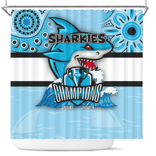 Cronulla-Sutherland Sharks Shower Curtain Talent Win Games But Teamwork And Intelligence Win Championships With Aboriginal Style Cronulla-Sutherland Sharks Shower Curtain Talent Win Games But Teamwork And Intelligence Win Championships With Aboriginal Style