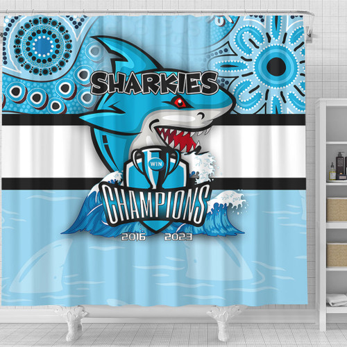 Cronulla-Sutherland Sharks Shower Curtain Talent Win Games But Teamwork And Intelligence Win Championships With Aboriginal Style