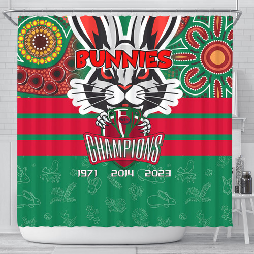 South Sydney Rabbitohs Shower Curtain Talent Win Games But Teamwork And Intelligence Win Championships With Aboriginal Style South Sydney Rabbitohs Shower Curtain Talent Win Games But Teamwork And Intelligence Win Championships With Aboriginal Style