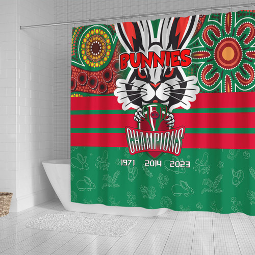 South Sydney Rabbitohs Shower Curtain Talent Win Games But Teamwork And Intelligence Win Championships With Aboriginal Style South Sydney Rabbitohs Shower Curtain Talent Win Games But Teamwork And Intelligence Win Championships With Aboriginal Style