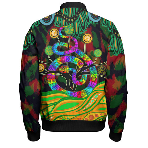 Australia Bomber Jacket - Australia Rainbow Snake And Tree Aboriginal Style Australia Bomber Jacket - Australia Rainbow Snake And Tree Aboriginal Style
