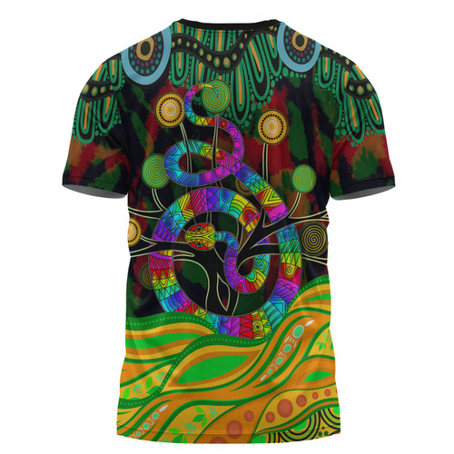Australia T-Shirt - Australia Rainbow Snake And Tree Aboriginal Style Australia T-Shirt - Australia Rainbow Snake And Tree Aboriginal Style