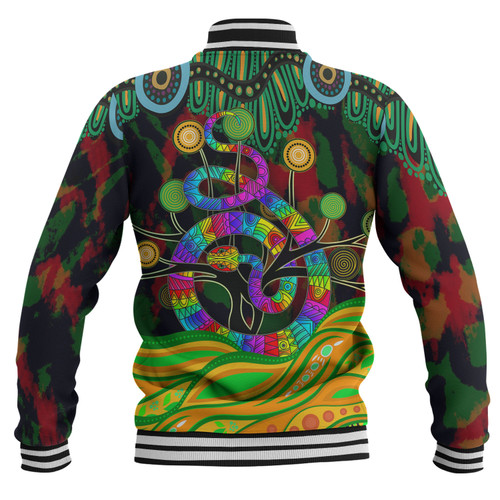 Australia Baseball Jacket - Australia Rainbow Snake And Tree Aboriginal Style Australia Baseball Jacket - Australia Rainbow Snake And Tree Aboriginal Style