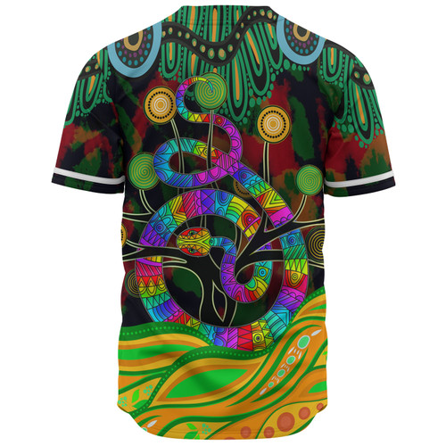 Australia Baseball Shirt - Australia Rainbow Snake And Tree Aboriginal Style Australia Baseball Shirt - Australia Rainbow Snake And Tree Aboriginal Style