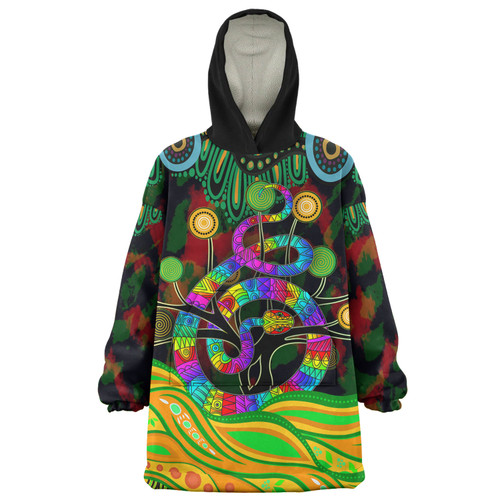 Australia Snug Hoodie - Australia Rainbow Snake And Tree Aboriginal Style