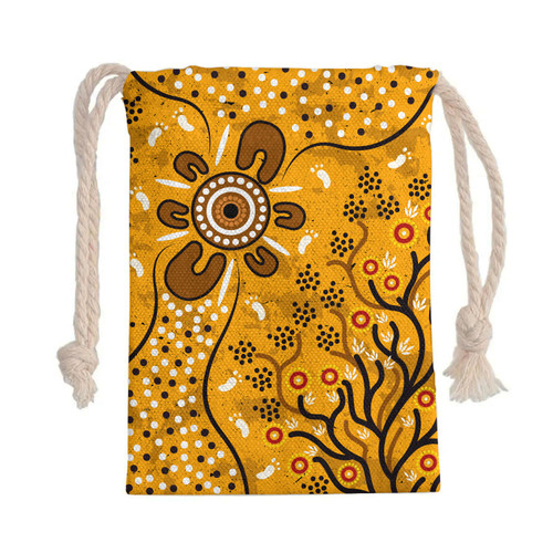 Australia Aboriginal Drawstring Bag - Aboriginal art vector background with bush leaves Bag Australia Aboriginal Drawstring Bag - Aboriginal art vector background with bush leaves Bag