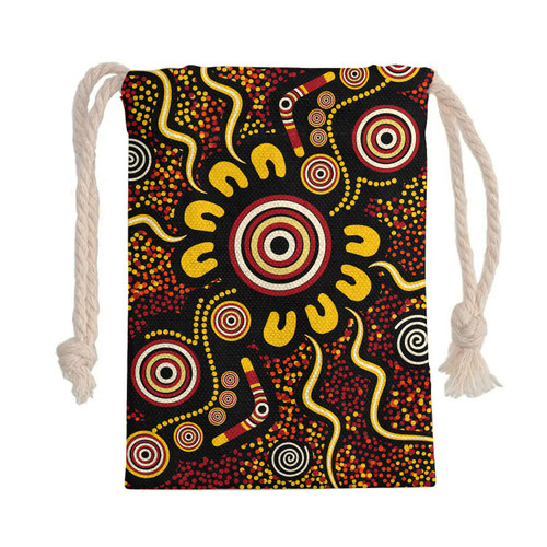 Australia Aboriginal Drawstring Bag - Aboriginal dot art Flowers background Bag Australia Aboriginal Drawstring Bag - Aboriginal dot art Flowers background Bag