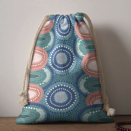 Australia Aboriginal Drawstring Bag - Aboriginal vector art background Blue Bag Australia Aboriginal Drawstring Bag - Aboriginal vector art background Blue Bag