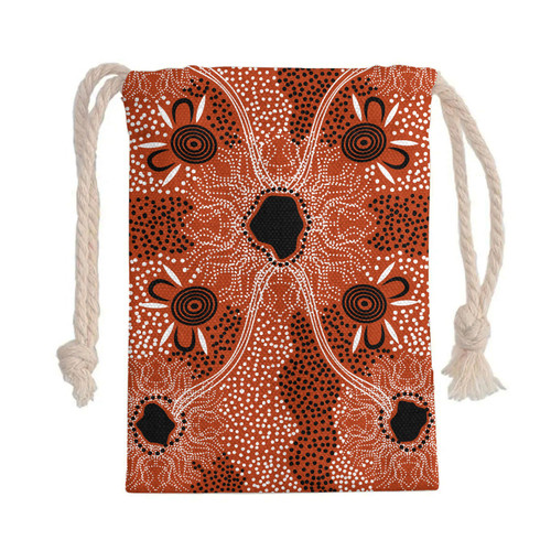 Australia Aboriginal Drawstring Bag - Connection art, brown aboriginal dot art background Bag Australia Aboriginal Drawstring Bag - Connection art, brown aboriginal dot art background Bag
