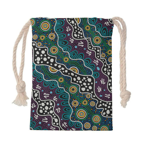 Australia Aboriginal Drawstring Bag - Dot art design from Aboriginal culture in a vector painting Bag
