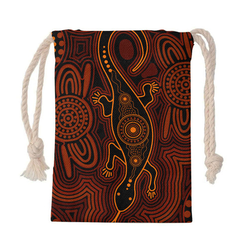 Australia Aboriginal Drawstring Bag - Goanna aboriginal art brown patterns Bag