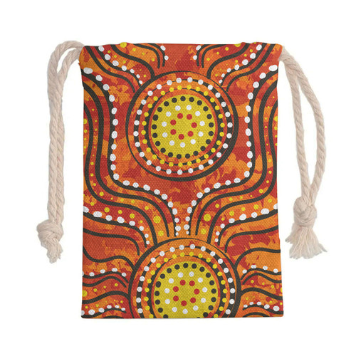 Australia Aboriginal Drawstring Bag - Orange background with dot art in Aboriginal style Bag Australia Aboriginal Drawstring Bag - Orange background with dot art in Aboriginal style Bag
