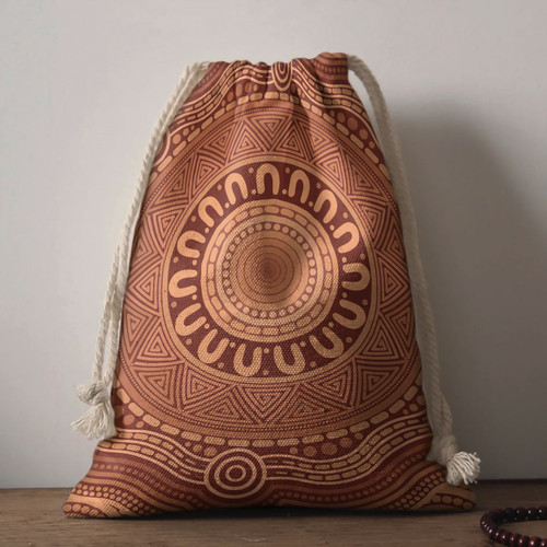 Australia Aboriginal Drawstring Bag - Pastel Aboriginal Patterns Bag Australia Aboriginal Drawstring Bag - Pastel Aboriginal Patterns Bag