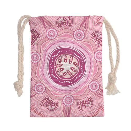 Australia Aboriginal Drawstring Bag - Pink Aboriginal Dot Painting Bag