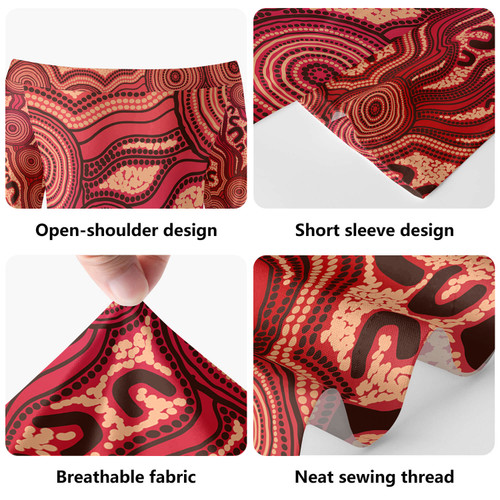 Australia Aboriginal Short Sleeve Off Shoulder Lady Dress - Aboriginal art background connection concept Dress Australia Aboriginal Short Sleeve Off Shoulder Lady Dress - Aboriginal art background connection concept Dress