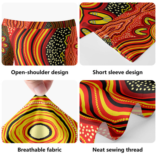 Australia Aboriginal Short Sleeve Off Shoulder Lady Dress - Australian aboriginal dot art Dress Australia Aboriginal Short Sleeve Off Shoulder Lady Dress - Australian aboriginal dot art Dress