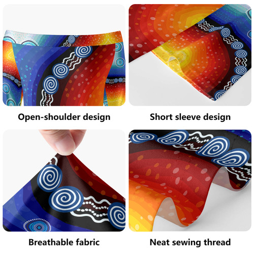 Australia Aboriginal Short Sleeve Off Shoulder Lady Dress - Illustration based on aboriginal style of background. Dress