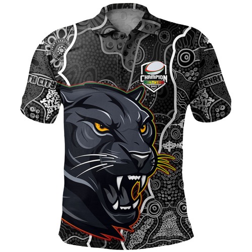 Penrith Panthers Grand Final Custom Polo Shirt - Custom Penrith Panthers With Contemporary Style Of Aboriginal Painting Polo Shirt