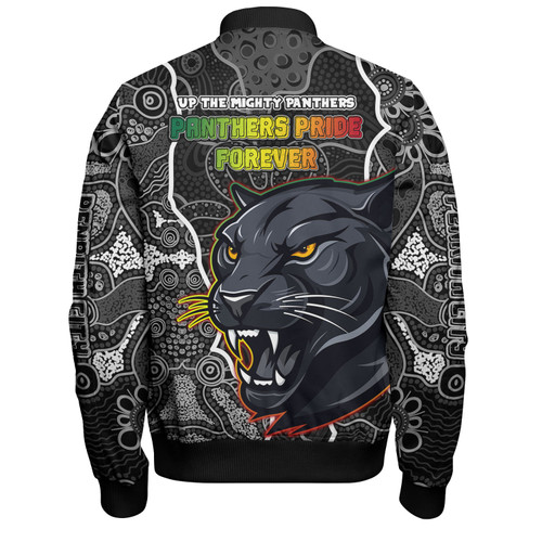 Penrith Panthers Grand Final Custom Bomber Jacket - Custom Penrith Panthers With Contemporary Style Of Aboriginal Painting Bomber Jacket Penrith Panthers Grand Final Custom Bomber Jacket - Custom Penrith Panthers With Contemporary Style Of Aboriginal Painting Bomber Jacket