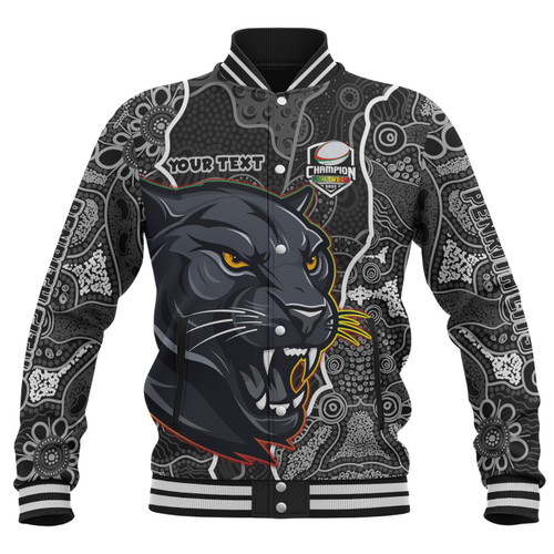 Penrith Panthers Grand Final Custom Baseball Jacket - Custom Penrith Panthers With Contemporary Style Of Aboriginal Painting Baseball Jacket Penrith Panthers Grand Final Custom Baseball Jacket - Custom Penrith Panthers With Contemporary Style Of Aboriginal Painting Baseball Jacket