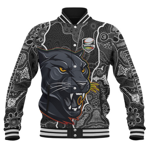 Penrith Panthers Grand Final Custom Baseball Jacket - Custom Penrith Panthers With Contemporary Style Of Aboriginal Painting Baseball Jacket