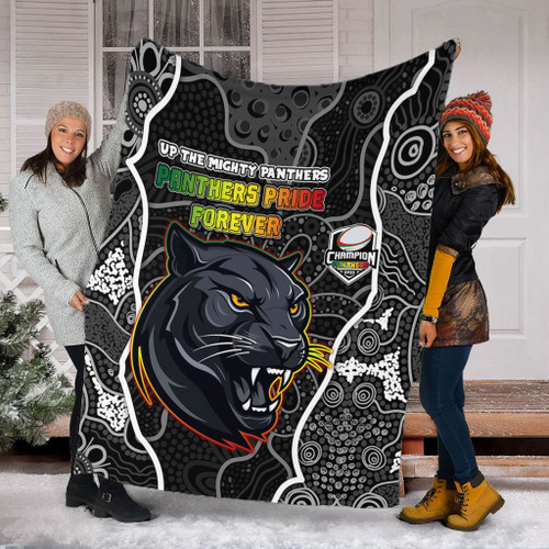 Penrith Panthers Grand Final Custom Blanket - Custom Penrith Panthers With Contemporary Style Of Aboriginal Painting Blanket Penrith Panthers Grand Final Custom Blanket - Custom Penrith Panthers With Contemporary Style Of Aboriginal Painting Blanket